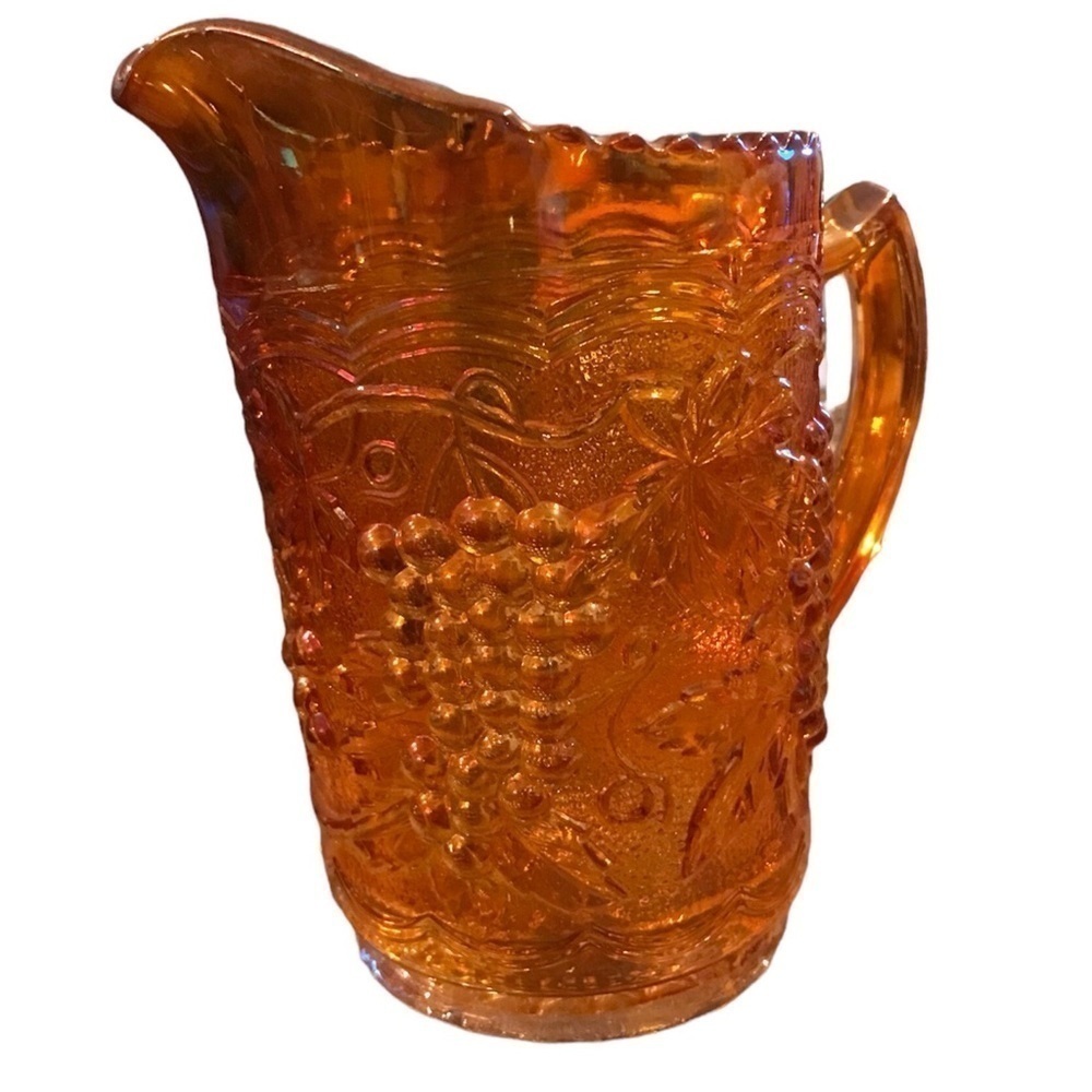 Vintage Imperial Glass Marigold Grape Pattern Pitcher